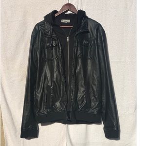 Charles and a Half. Faux leather jacket & hoodie.